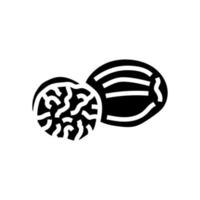 Noix de muscade nourriture herbe glyphe icône vecteur illustration