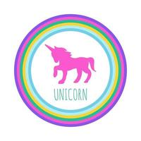 licorne et arc-en-ciel circulaire vecteur