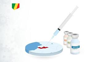 vaccination dans Congo avec différent type de covid-19 vaccin. concept avec le vaccin injection dans le carte de congo. vecteur