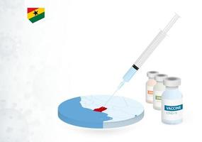 vaccination dans Ghana avec différent type de covid-19 vaccin. concept avec le vaccin injection dans le carte de Ghana. vecteur