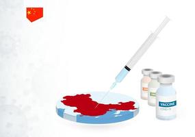 vaccination dans Chine avec différent type de covid-19 vaccin. concept avec le vaccin injection dans le carte de Chine. vecteur