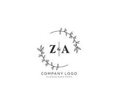 initiale za des lettres magnifique floral féminin modifiable premade monoline logo adapté pour spa salon peau cheveux beauté boutique et cosmétique entreprise. vecteur