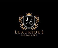modèle initial de logo de luxe royal de lettre jc dans l'art vectoriel pour le restaurant, la royauté, la boutique, le café, l'hôtel, l'héraldique, les bijoux, la mode et d'autres illustrations vectorielles.