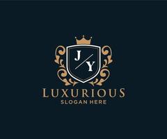 modèle de logo de luxe royal de lettre jy initial dans l'art vectoriel pour le restaurant, la royauté, la boutique, le café, l'hôtel, l'héraldique, les bijoux, la mode et d'autres illustrations vectorielles.