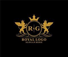 initiale rg lettre Lion Royal luxe héraldique, crête logo modèle dans vecteur art pour restaurant, royalties, boutique, café, hôtel, héraldique, bijoux, mode et autre vecteur illustration.