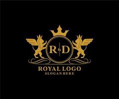 initiale rd lettre Lion Royal luxe héraldique, crête logo modèle dans vecteur art pour restaurant, royalties, boutique, café, hôtel, héraldique, bijoux, mode et autre vecteur illustration.