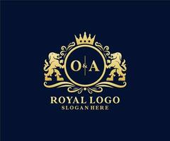 modèle de logo de luxe royal lion lettre initiale oa dans l'art vectoriel pour le restaurant, la royauté, la boutique, le café, l'hôtel, l'héraldique, les bijoux, la mode et d'autres illustrations vectorielles.