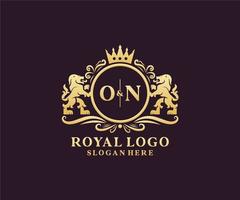 initiale sur lettre modèle de logo de luxe royal lion en art vectoriel pour restaurant, royauté, boutique, café, hôtel, héraldique, bijoux, mode et autres illustrations vectorielles.