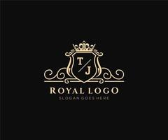 initiale tj lettre luxueux marque logo modèle, pour restaurant, royalties, boutique, café, hôtel, héraldique, bijoux, mode et autre vecteur illustration.