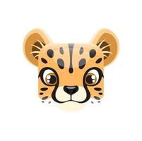 dessin animé guépard lionceau kawaii carré animal visage vecteur