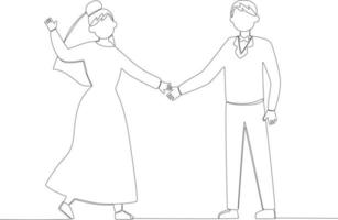 une homme et une femme avoir marié vecteur