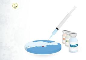 vaccination dans rhode île avec différent type de covid-19 vaccin. concept avec le vaccin injection dans le carte de rhode île. vecteur