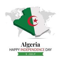 Algérie indépendance jour, 3d le rendu Algérie indépendance journée illustration avec 3d carte et drapeau couleurs thème vecteur