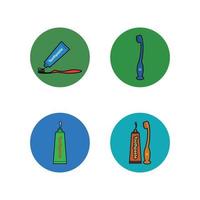coloré brosse à dents et dentifrice icône ensemble. bouton style vecteur eps.