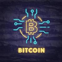 symbole néon bitcoin vecteur