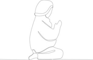 une femme prier après salat vecteur