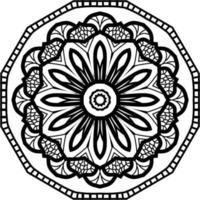 noir et blanc floral arabe ornemental rond dentelle ornement vecteur