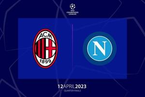 uefa champions ligue 2023 quart de finale entre Milan contre Naples, Jeu un. tbilissi, Géorgie - avril 06, 2023. vecteur