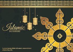 bannière de ramadan kareem dans un style noir et doré vecteur