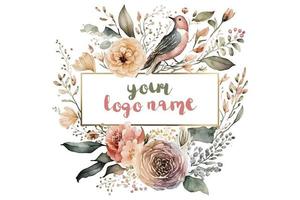 aquarelle floral logo, rond floral logo, moderne aquarelle logo, logo conception, calligraphie logo, floral logo, fleur logo vecteur