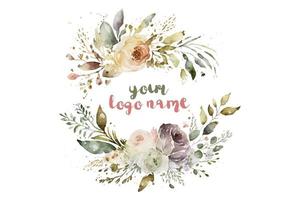 aquarelle floral logo, rond floral logo, moderne aquarelle logo, logo conception, calligraphie logo, floral logo, fleur logo vecteur