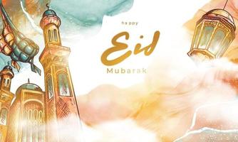magnifique eid mubarak islamique coloré vecteur affiche conception