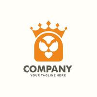 Lion logo conception avec une couronne logo, cette logo est Orange flamme, animal logo pour affaires vecteur