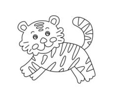 tigre personnage noir et blanc vecteur illustration coloration livre pour des gamins