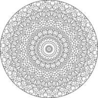 Facile griffonnage mandala avec floral et cœur motifs sur une blanc isolé Contexte. pour coloration livre pages. vecteur