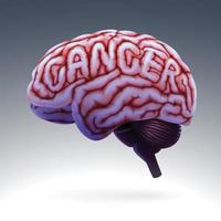 3d Humain cerveau illustration recourbé dans mot cancer. vecteur