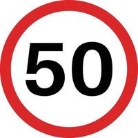 50 la vitesse limitation route signe vecteur isolé sur blanc Contexte