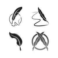 icône de conception de plume et illustration du logo vecteur