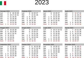 année 2023 calendrier dans italien avec Italie vacances vecteur