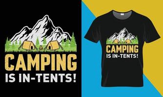 camping T-shirt conception, camping est dans tentes vecteur