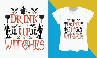 Halloween T-shirt svg Couper des dossiers conception, boisson en haut, sorcières vecteur