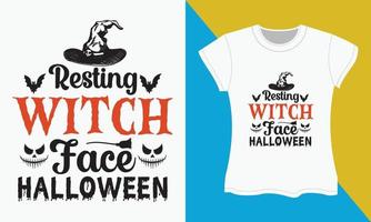 Halloween svg T-shirt conception, repos sorcière visage Halloween vecteur