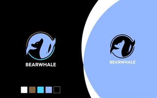 animal ours et baleine logo vecteur