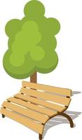 vecteur graphique de une en bois banc en dessous de le vert arbre