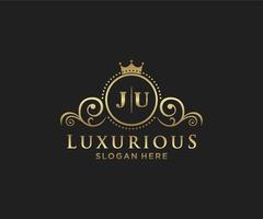 modèle de logo de luxe royal de lettre ju initial dans l'art vectoriel pour le restaurant, la royauté, la boutique, le café, l'hôtel, l'héraldique, les bijoux, la mode et d'autres illustrations vectorielles.