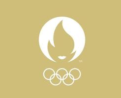 Paris 2024 officiel olympique Jeux logo blanc symbole abstrait conception vecteur illustration avec marron Contexte