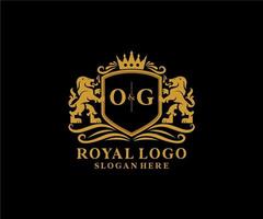 modèle de logo de luxe royal lion lettre initiale og dans l'art vectoriel pour le restaurant, la royauté, la boutique, le café, l'hôtel, l'héraldique, les bijoux, la mode et d'autres illustrations vectorielles.