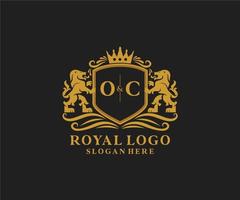 modèle de logo de luxe royal de lion de lettre initiale oc dans l'art vectoriel pour le restaurant, la royauté, la boutique, le café, l'hôtel, l'héraldique, les bijoux, la mode et d'autres illustrations vectorielles.