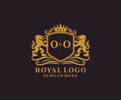 modèle de logo de luxe royal lion lettre initiale oo dans l'art vectoriel pour le restaurant, la royauté, la boutique, le café, l'hôtel, l'héraldique, les bijoux, la mode et d'autres illustrations vectorielles.