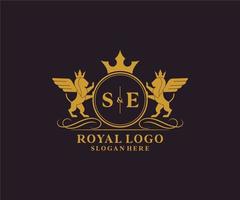 initiale se lettre Lion Royal luxe héraldique, crête logo modèle dans vecteur art pour restaurant, royalties, boutique, café, hôtel, héraldique, bijoux, mode et autre vecteur illustration.