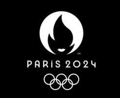 Paris 2024 olympique Jeux officiel logo blanc symbole abstrait conception vecteur illustration avec noir Contexte