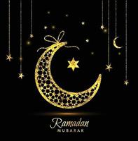 carte de voeux de célébration du ramadan kareem décorée de lunes et d'étoiles vecteur