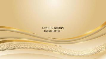 luxe abstrait doux blanc Contexte avec brillant ondulé or doubler. luxe élégant thème conception vecteur