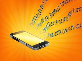smartphone jouant de la musique avec des échantillons flottants de notes de musique aléatoires vecteur