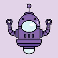 plat style violet mignonne robot illustration vecteur