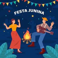 deux personnes célébrant le festival festa junina vecteur